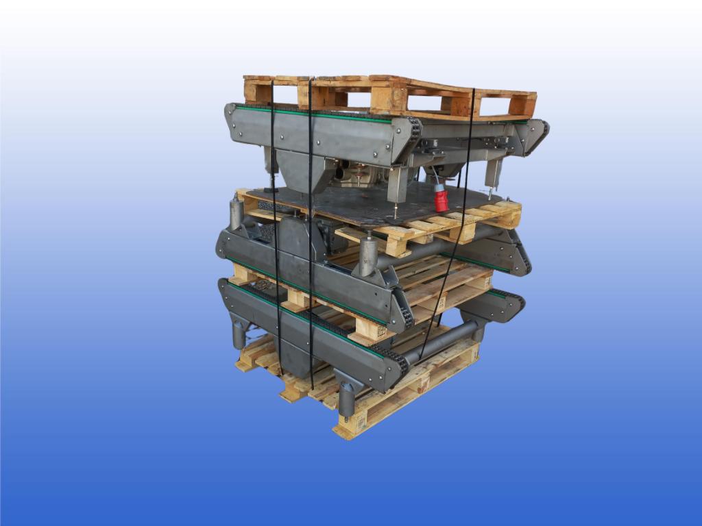 3x RVS Ketting transporteur pallet transport rollenbaan, Ophalen of Verzenden, Zo goed als nieuw