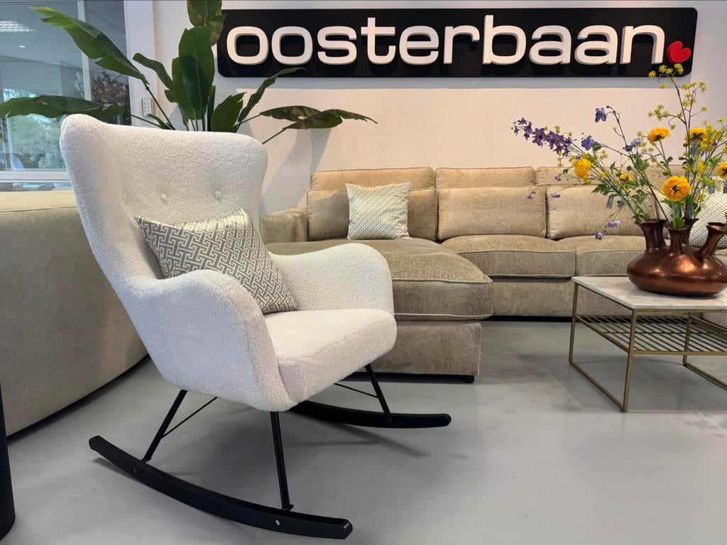 ACTIE - Luxe Velvet Teddy Schommelstoel Bo NIEUW - CUSTOM, Huis en Inrichting, Fauteuils, Info@oosterbaanwonen.nl, Venus 31 8448CE Heerenveen