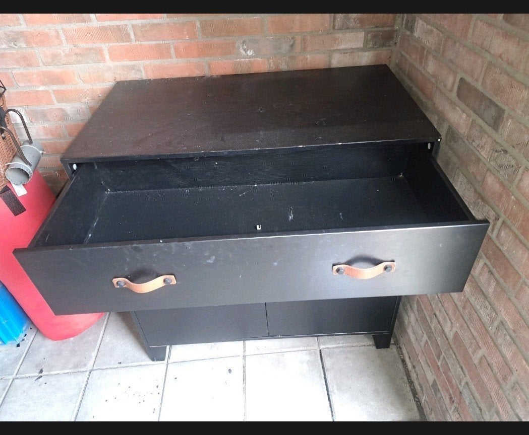 Zwart dressoir met lades en deuren, Ophalen, Gebruikt, Modern, Industrieel, Met lade(s)