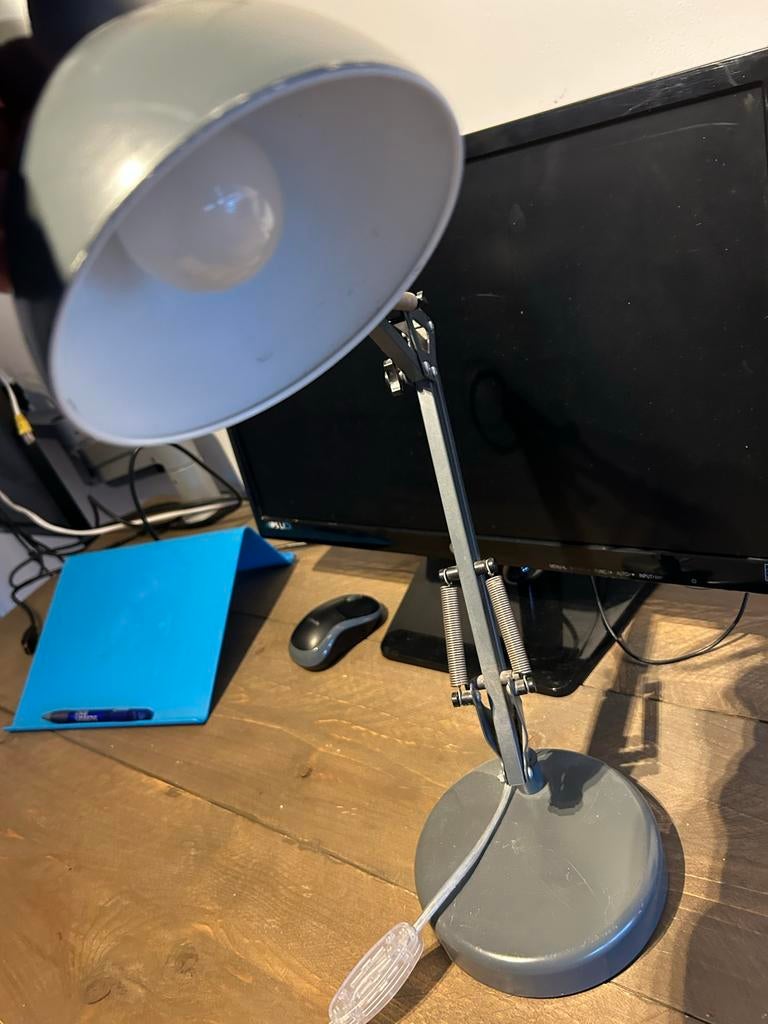 Vintage bureaulamp grijs, Antiek en Kunst, Ophalen of Verzenden