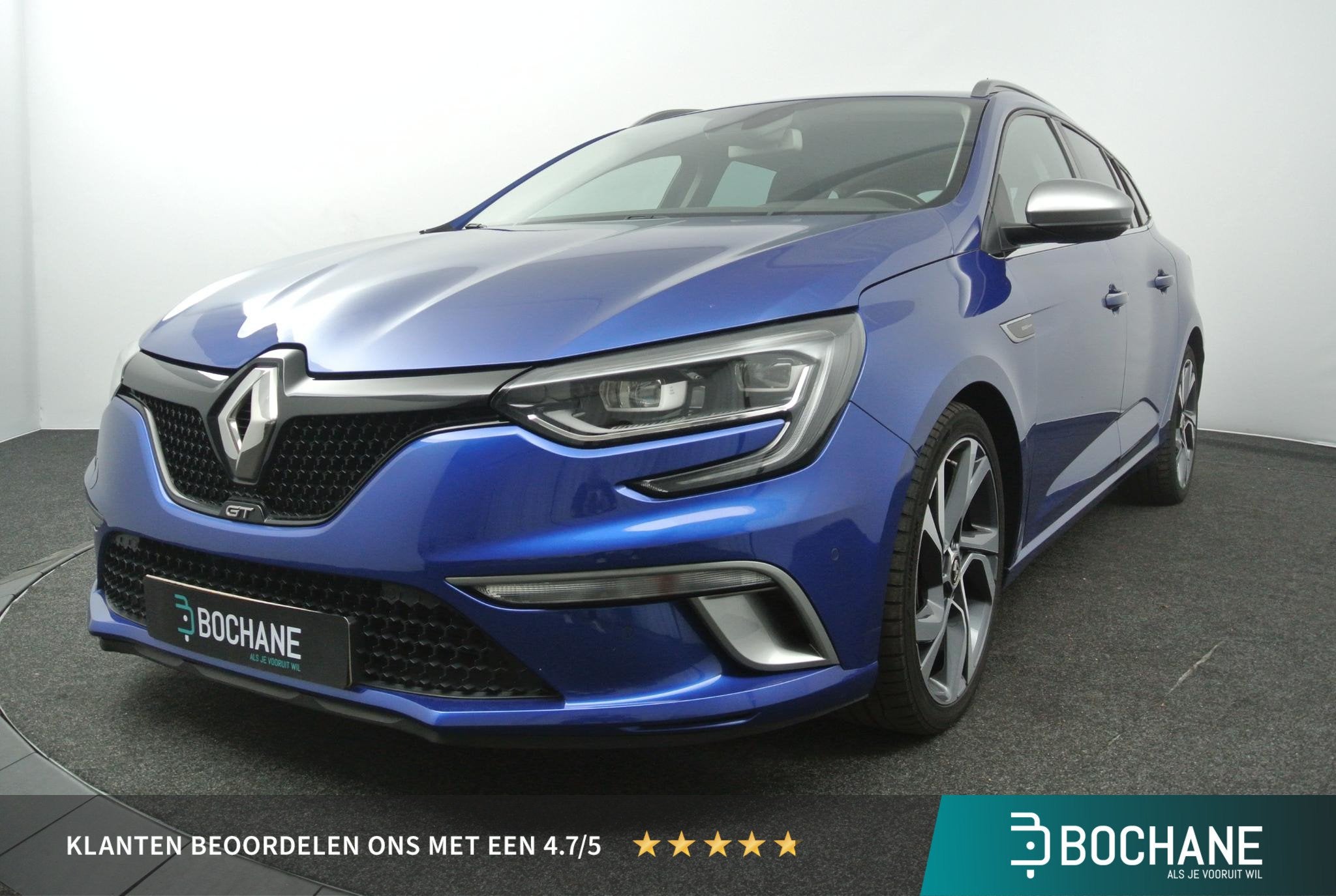 Renault Mégane Estate 1.6 TCe 205pk GT | R-Link | Bose Audi, Gebruikt, 4 cilinders, Met garantie (alle), Blauw