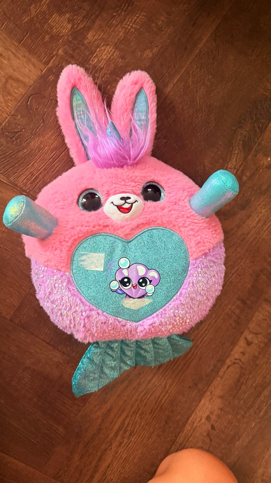 Roze knuffel konijn met zeemeermin staart, Ophalen, Konijn, Zo goed als nieuw, Middelgroot (20 tot 80 cm)