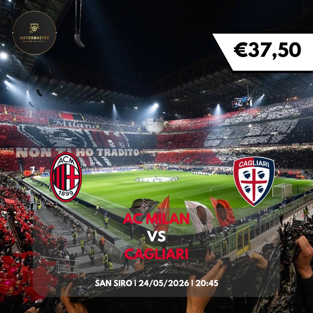 Tickets AC Milan - Cagliari (Serie A), Tickets en Kaartjes, Losse kaart, Twee personen, Mei, Buitenland