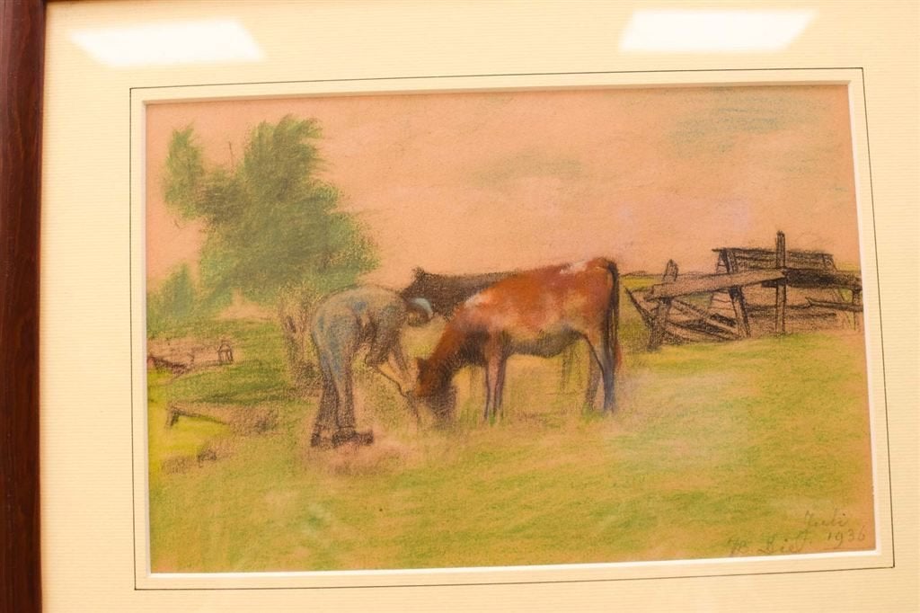 Prent/Tekening van een boer met zijn koeien 51218, Verzamelen, Ansichtkaarten | Dieren, Ophalen of Verzenden, Voor 1920, Ongelopen