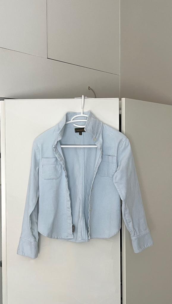 ZGAN pastelblauw fijne rib (over) blouse Timberland; mt 140, Kinderen en Baby's, Timberland, Meisje, Overhemd of Blouse, Ophalen of Verzenden