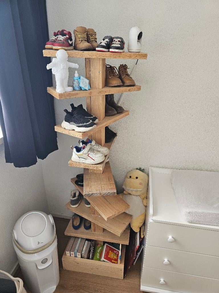 Steigerhouten schoenen/spullen toren, Huis en Inrichting, Woonaccessoires | Overige, Ophalen, Zo goed als nieuw, Hout
