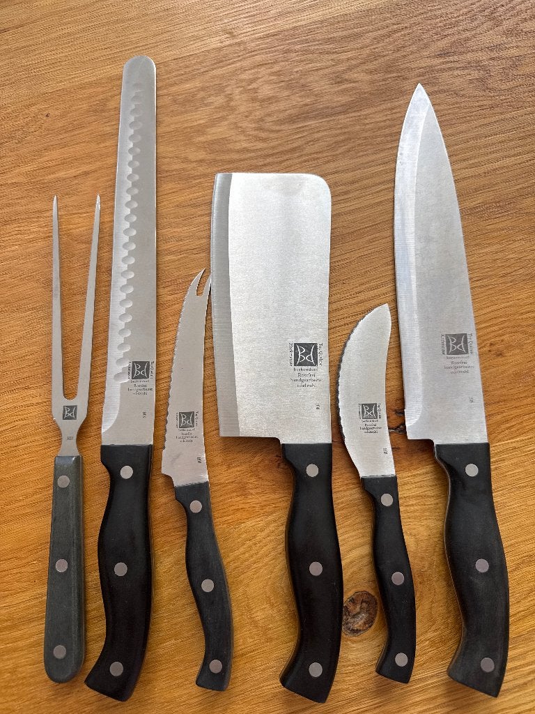 Koksmessen set, Ophalen, Zo goed als nieuw, Rvs of Chroom, Bestekset