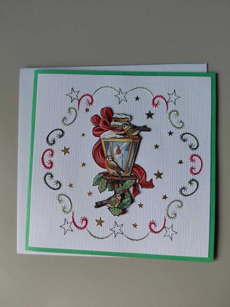 Handgemaakte Kerstkaart lantaarn, Ophalen of Verzenden, Nieuw, Kerst
