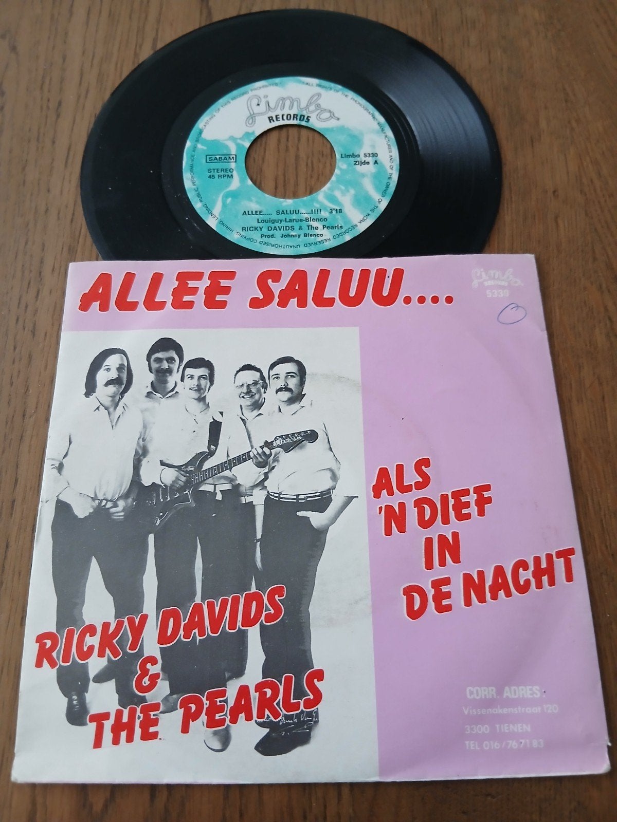 VINYL SINGLE    RICKY DAVIDS & THE PEARLS  1985, Cd's en Dvd's, Overige formaten, Ophalen of Verzenden, Zo goed als nieuw, Levenslied of Smartlap