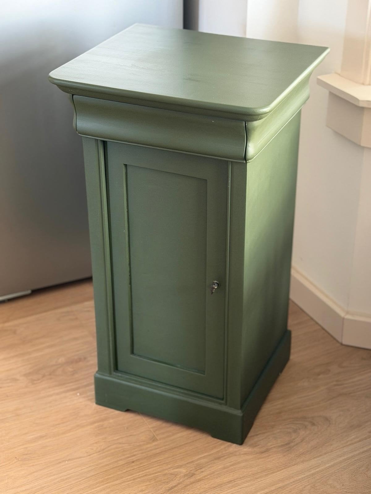 Vintage Groene Kast met Lade - Olijfgroen - Grammofoonkastje, Ophalen