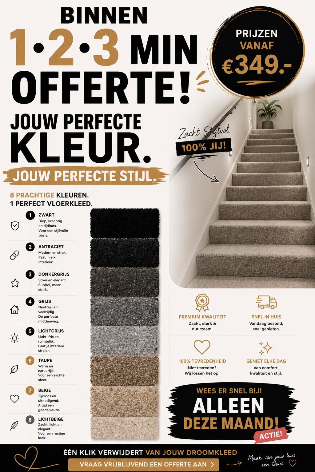 Vloerkleed in diverse kleuren - Zacht, stijlvol & duurzaam, Ophalen of Verzenden, Nieuw, Zwart