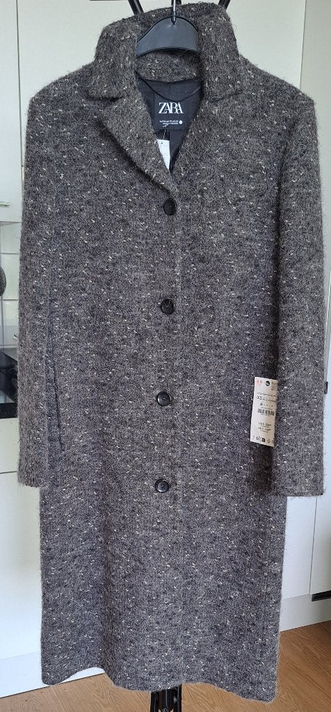 Zara jas harig boucle achtig maat XS grijs gemelleerd, Zara, Ophalen of Verzenden, Zo goed als nieuw, Maat 34 (XS) of kleiner