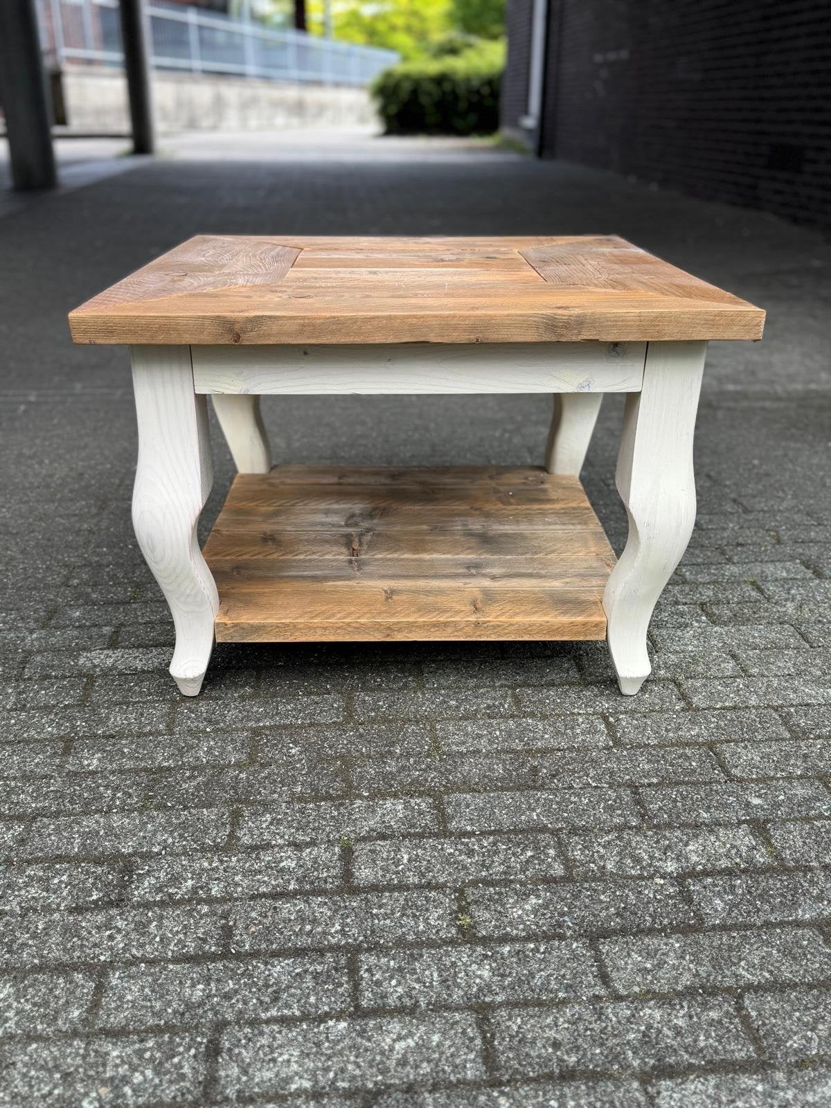 Unieke salontafel met steigerhouten planken, Ophalen, Gebruikt, Vierkant, 50 tot 100 cm