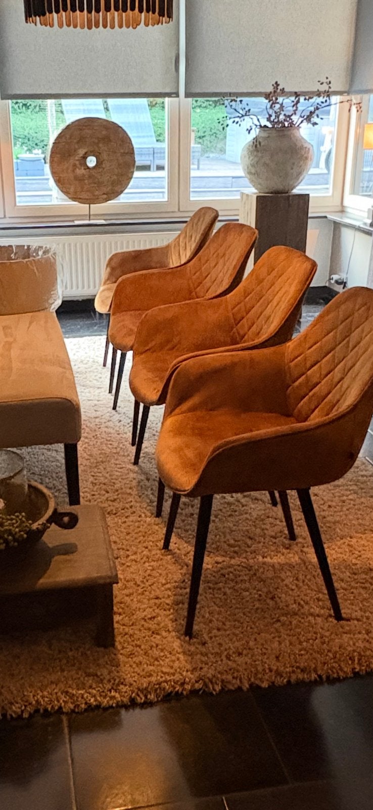4 eetkamerstoelen met armleuning, Ophalen, Zo goed als nieuw