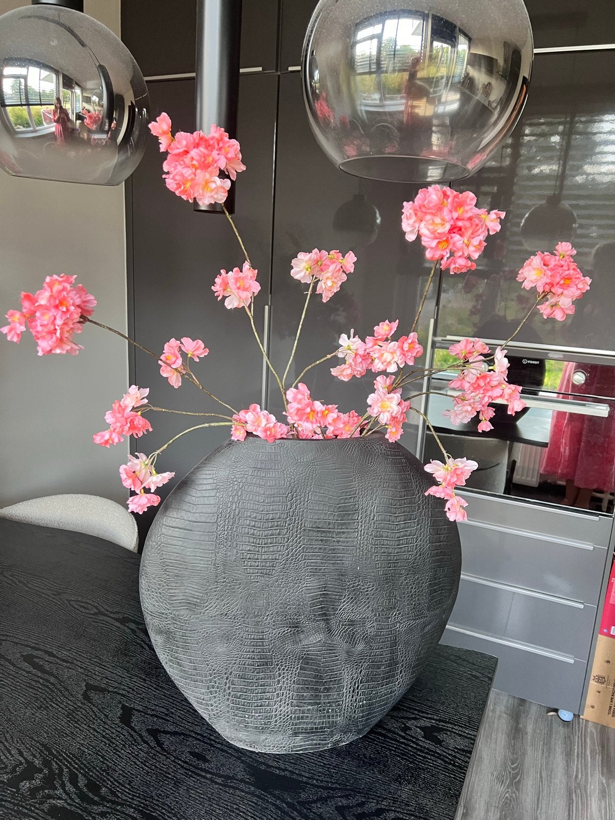 Light & Living vaas Skeld - 50x15x50 cm, Ophalen, Overige materialen, Met patroon/structuur, Zwart