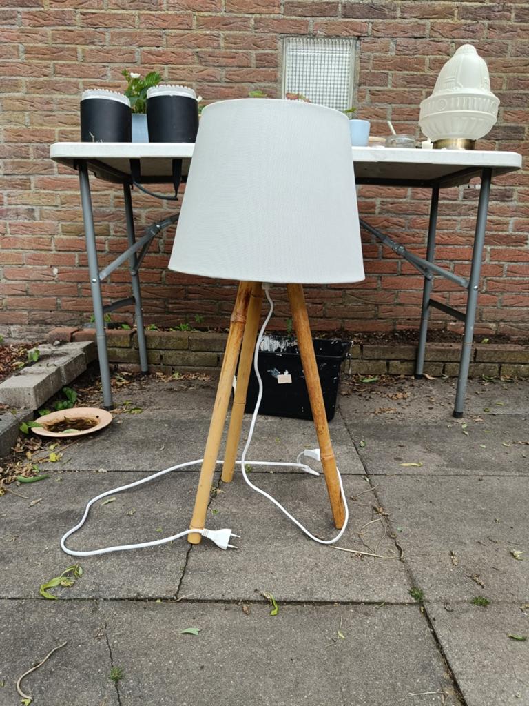 Vintage bamboe vloerlamp, Ophalen, Boho, Zo goed als nieuw, Minder dan 100 cm