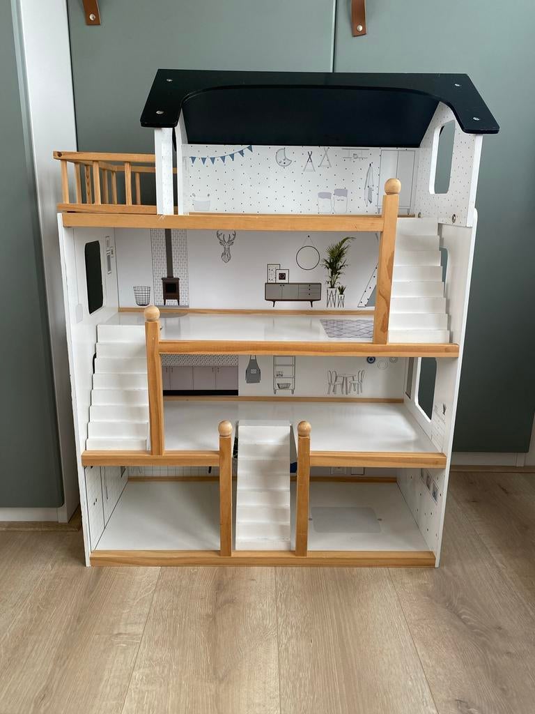 Petit Amelie Poppenhuis - Wit Houten Speelhuis, Ophalen, Gebruikt, Poppenhuis