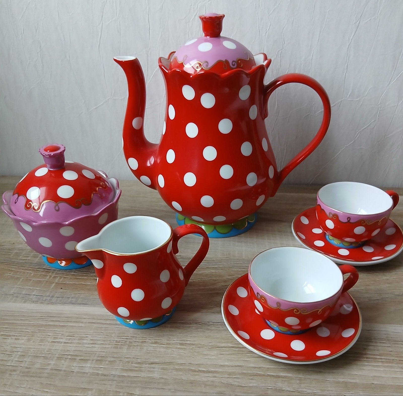 Oilily Polkadot Theeservies 5 Delig Douwe Egberts, Ophalen of Verzenden