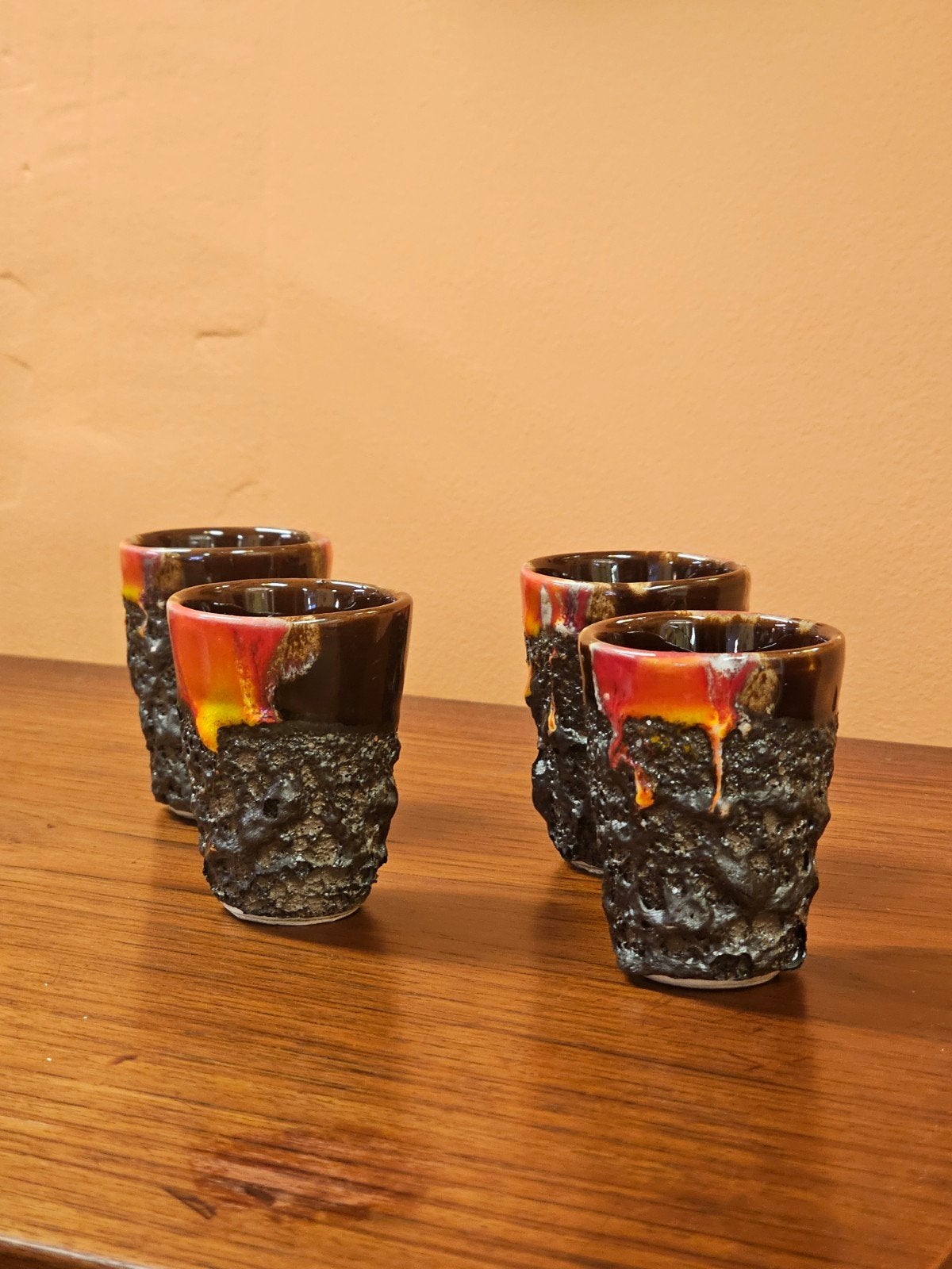 4 Fat Lava Espressokopjes Cortado Kopjes  Vintage Keramiek, Ophalen of Verzenden