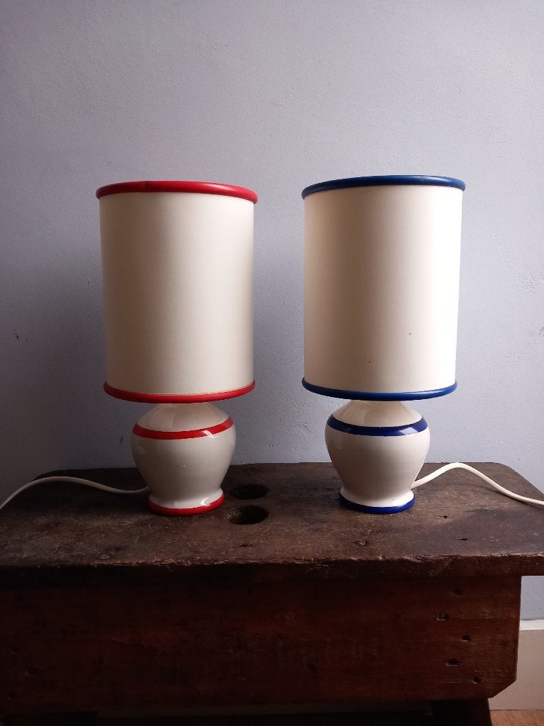 vintage lampjes jaren 80 Frans tafellamp rood blauw Bretons, Overige kleuren, Ophalen, Vintage