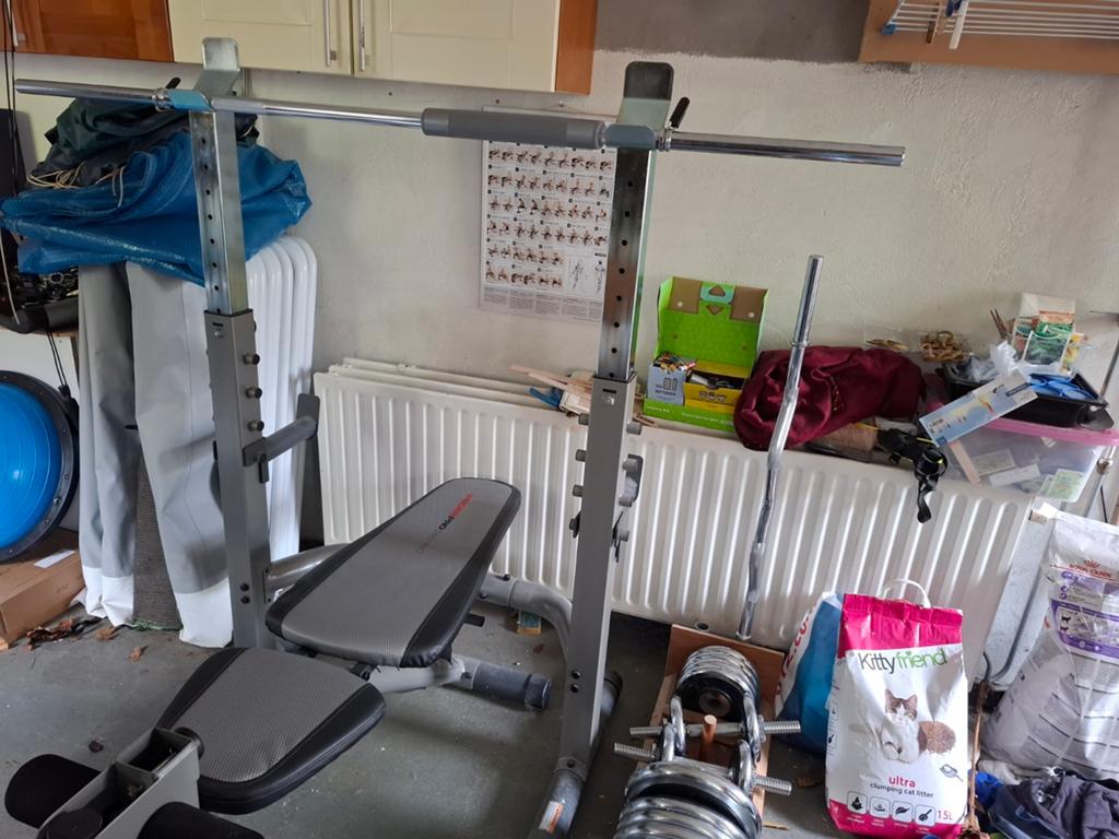 Weider Pro 290 WC Fitnessbank met gewichten, Ophalen, Gebruikt, Benen, Fitnessbank