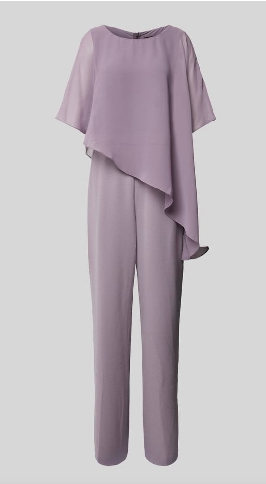Elegante mauve jumpsuit met cape-detail van SWING, Kleding | Dames, Jumpsuits, Ophalen of Verzenden, Zo goed als nieuw, Maat 36 (S)