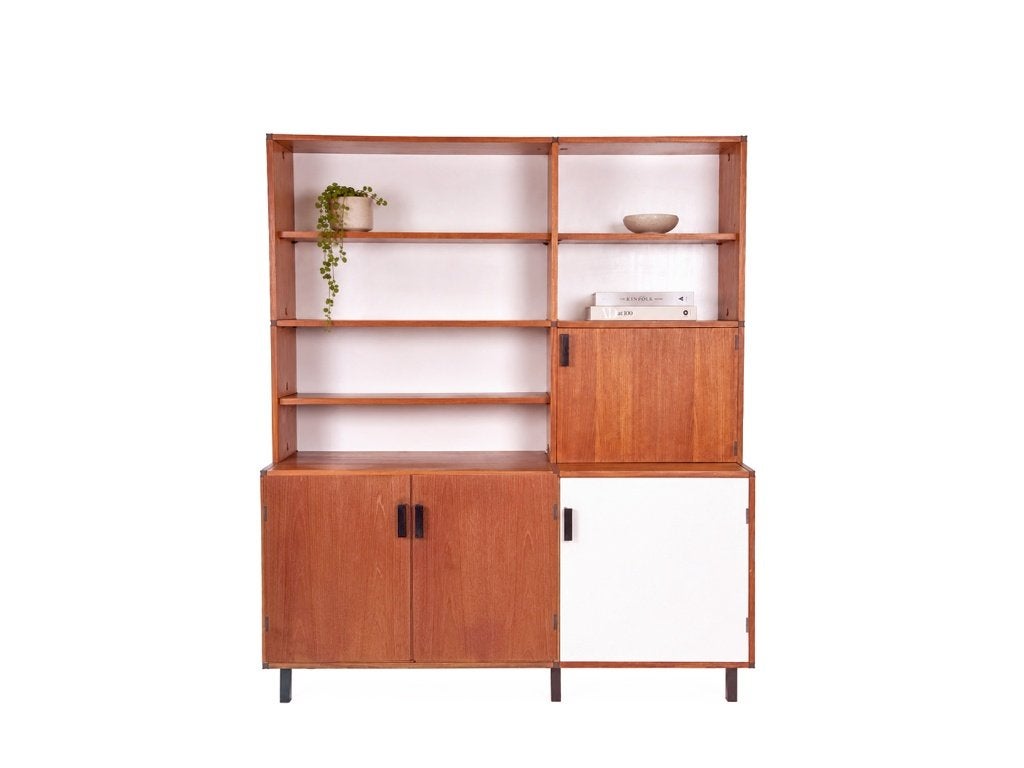 Vintage design kasten | Collectie van Frümel, Ophalen, 100 tot 150 cm, Met klep(pen), Teakhout