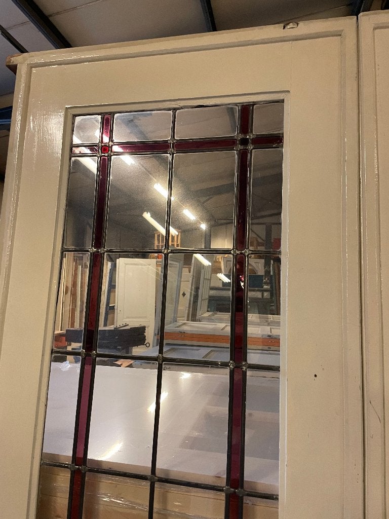 Set schuif / en-suite deuren met glas in lood 214x145cm., Ophalen