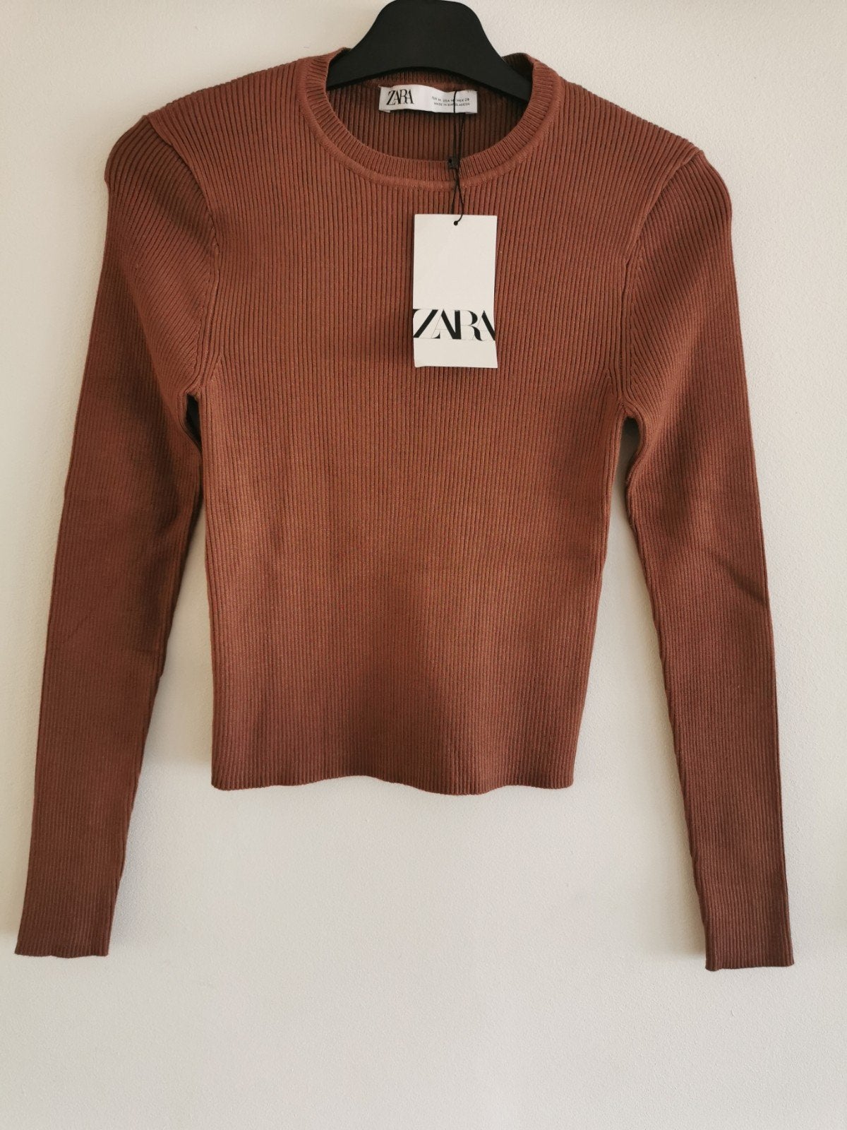 ZARA ribtrui met schoudervullingen mt. S, Bruin, Zara, Nieuw, Ophalen of Verzenden