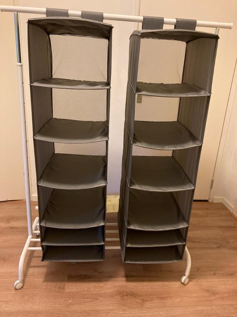 2x hangende kast organisers – grijs – kledingopslag, Ophalen, Zo goed als nieuw