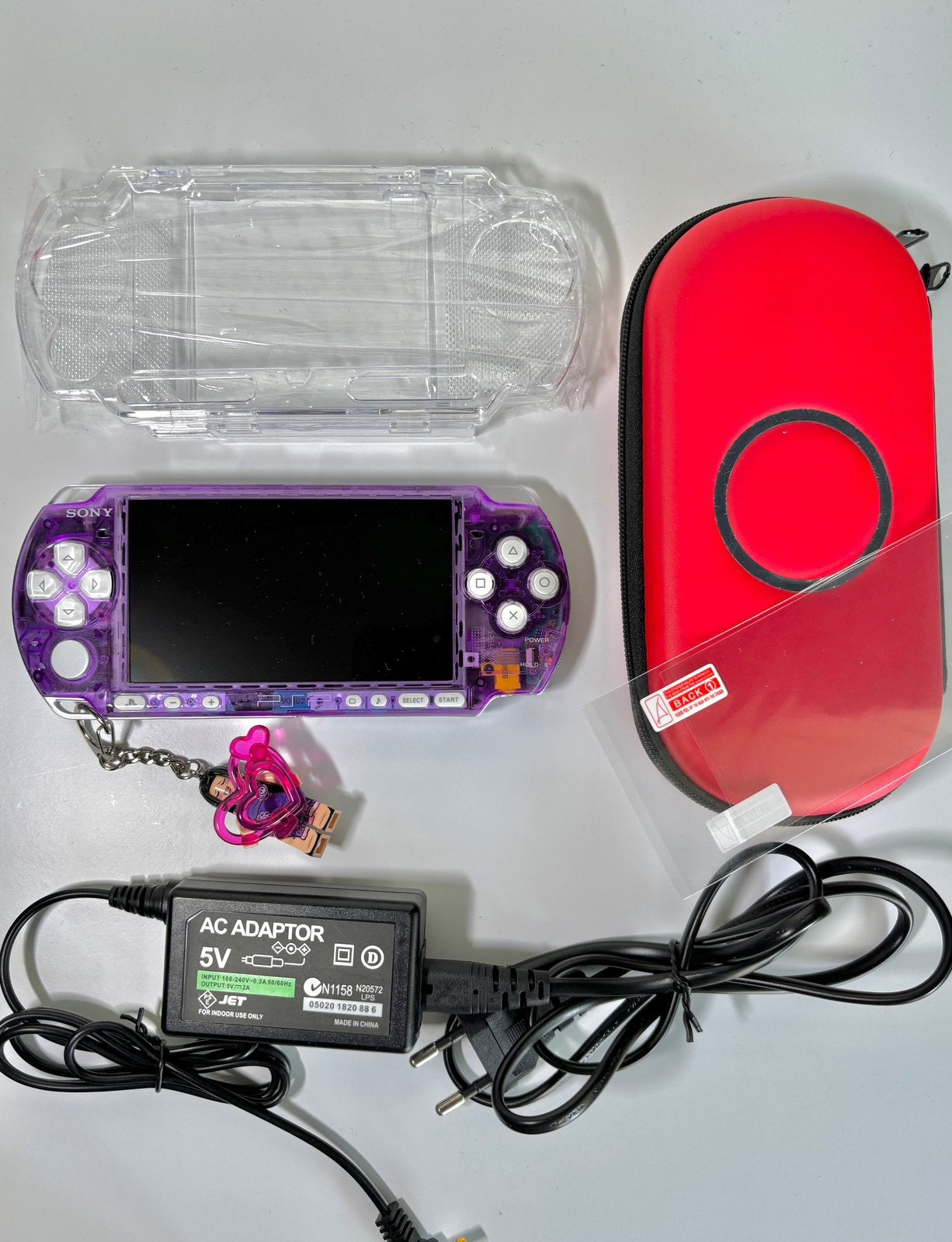 Sony PSP 3000 Transparant Paars met Witte Knoppen 128GB IPS, Overige kleuren, Ophalen of Verzenden, Zo goed als nieuw, Met games