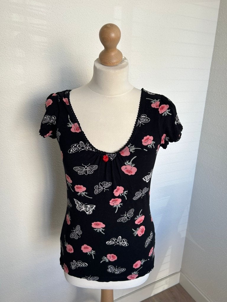King Louie maat S vlinder top shirt 357, Ophalen of Verzenden, Zo goed als nieuw, Korte mouw, King Louie