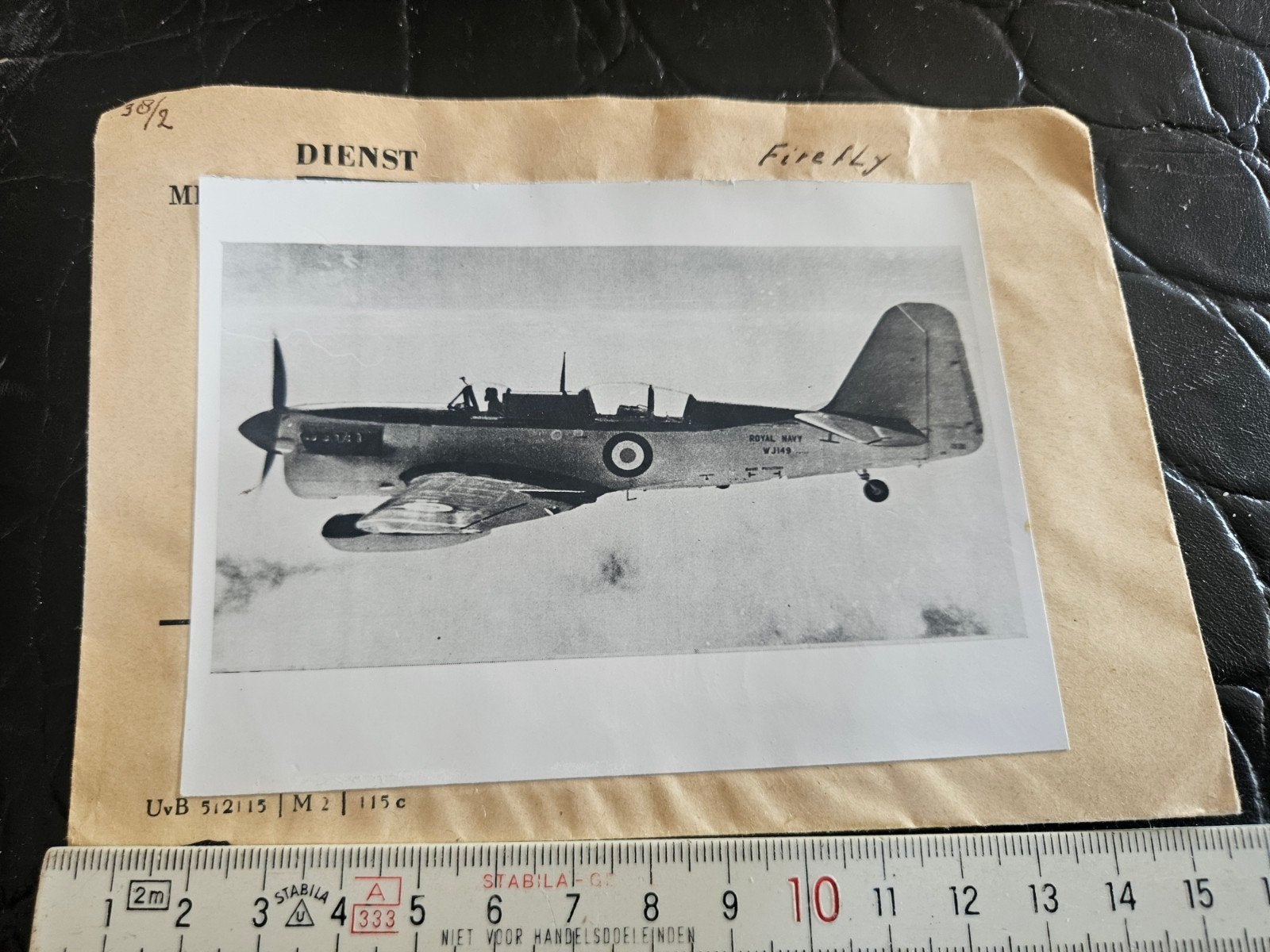 Vintage foto van Fairey Firefly vliegtuig, Ophalen of Verzenden, Gebruikt