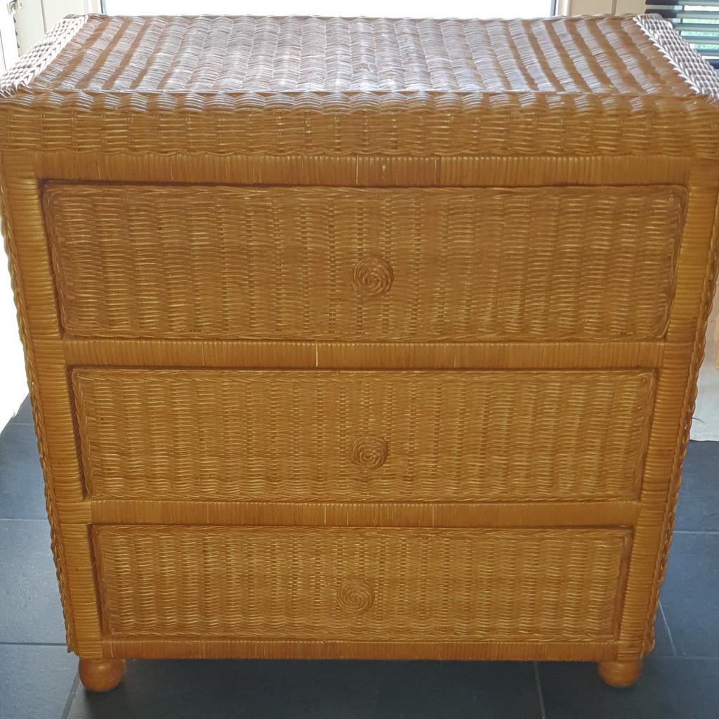 Rieten ladekast, Ophalen, 50 tot 100 cm, Zo goed als nieuw, 3 of 4 laden
