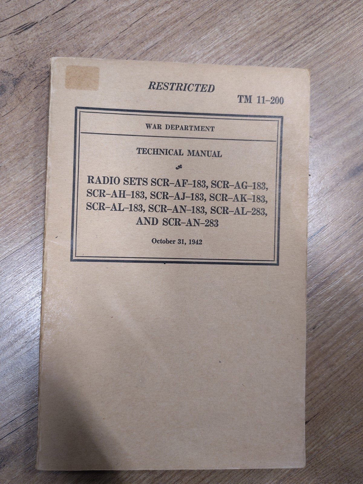 originele manual SCR-183 SCR-283 vliegtuig radio  1942, Ophalen of Verzenden, Amerika, Boek of Tijdschrift