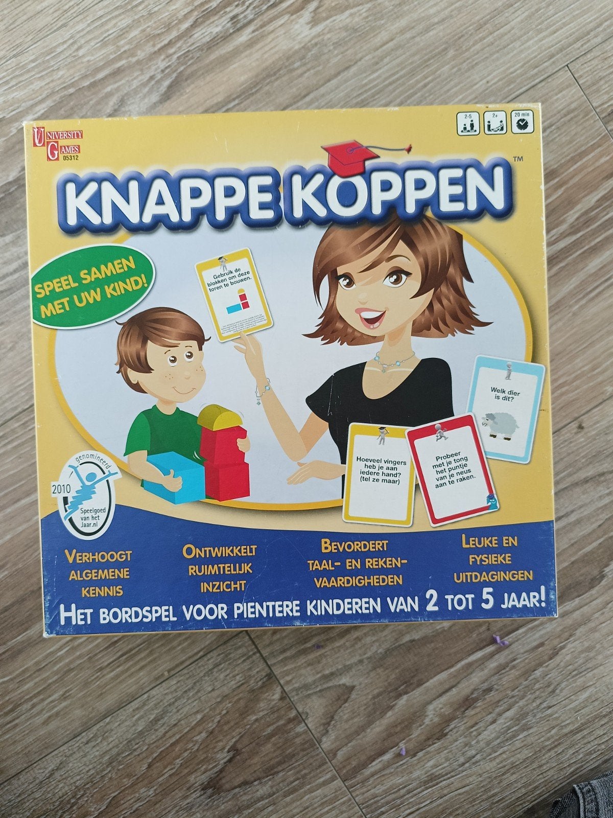 Bordspel knappe koppen, Een of twee spelers, Ophalen, Gebruikt, University Games