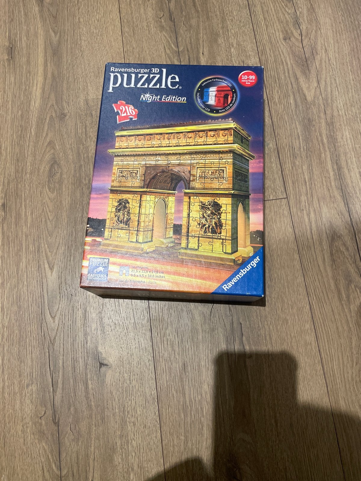 Ravensburger 3D Puzzle Arc de Triomphe Night Edition, Hobby en Vrije tijd, Denksport en Puzzels, Ophalen of Verzenden, Minder dan 500 stukjes