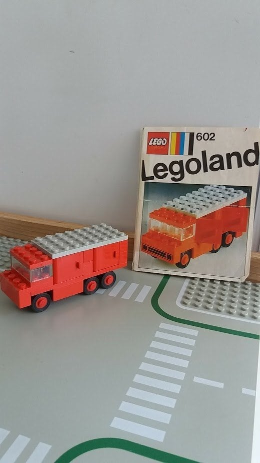 Lego 602-2 Brandweerwagen met folder 3414 uit 1970, Gebruikt, Overige thema's, Lego, Inclusief instructies