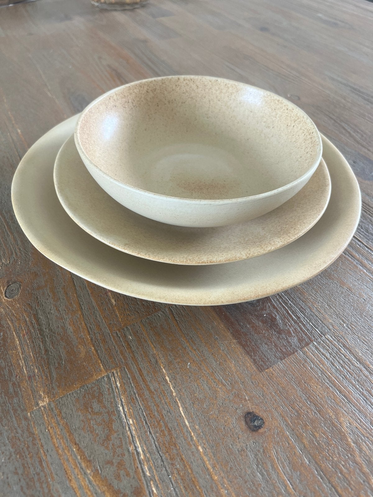 Serviesset Azur 18-delig - Beige Stoneware Diner Set, Ophalen, Nieuw, Compleet servies