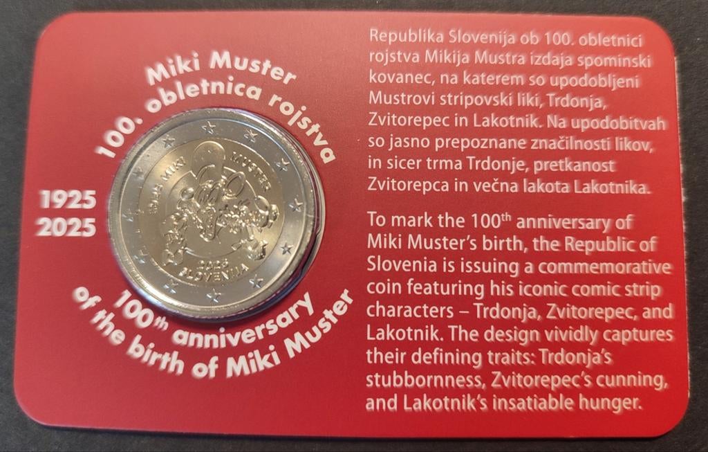 Slovenië 2 euro 2025 BU Miki Muster Coincard, Ophalen of Verzenden, Slovenië, 2 euro