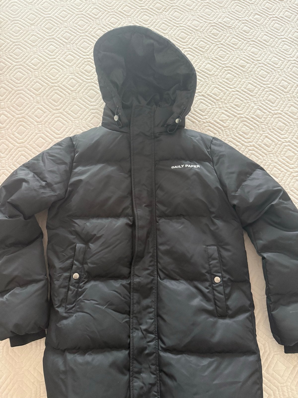 Daily Paper Puffer Jas Zwart - Maat XS, Kleding | Dames, Jassen | Winter, Ophalen of Verzenden, Zo goed als nieuw, Maat 34 (XS) of kleiner