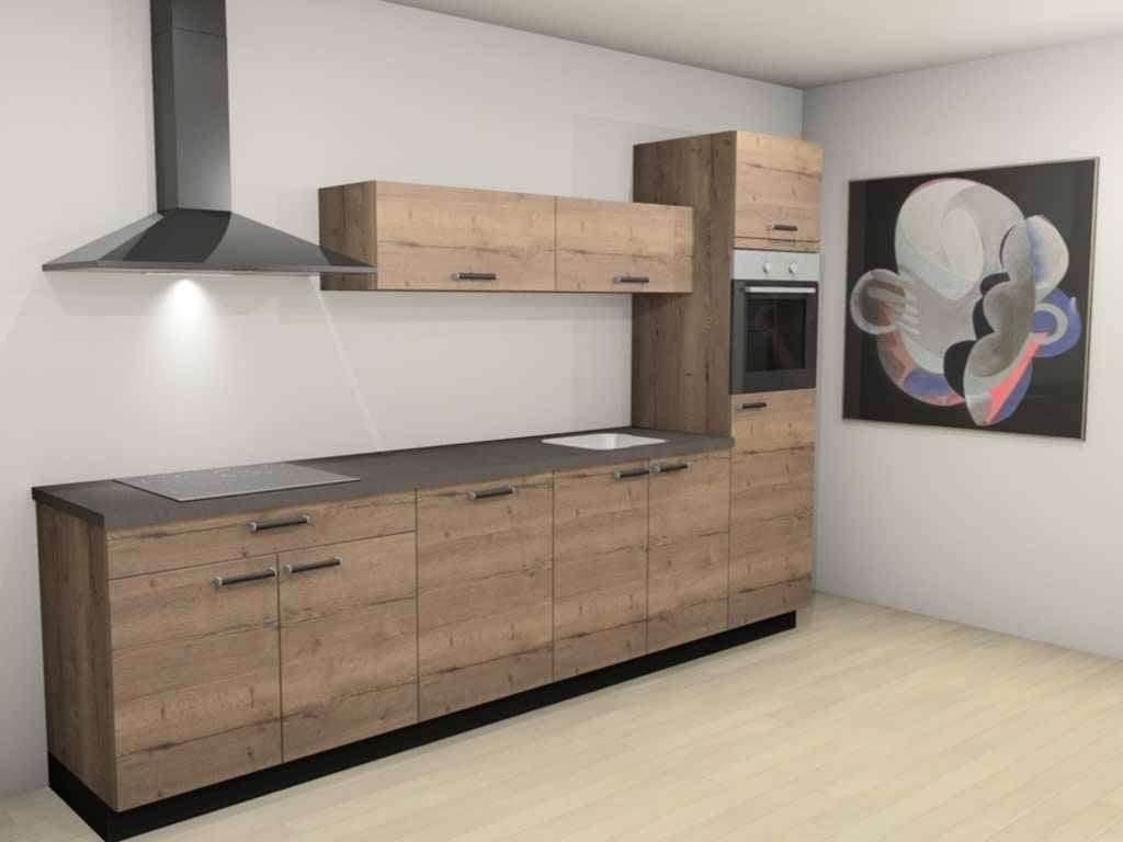 Complete keuken in Hoogglans wit of Eiken Havanna € 3.599,-, Ophalen, Verl in Duitsland, Wit, Nieuw