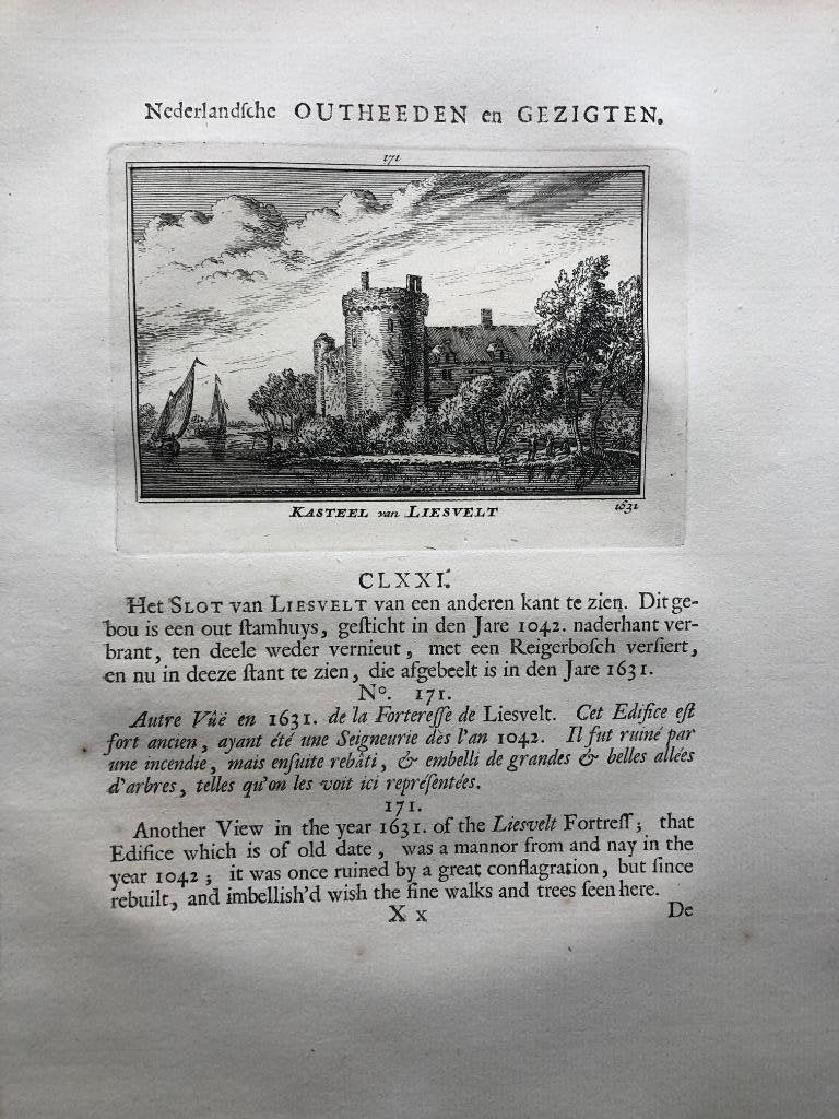 171 / Liesveld het Kasteel van een andere zijde 1732, Ophalen of Verzenden
