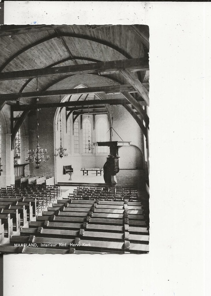 Maasland Ned Herv Kerk Interieur Wiest, Ophalen of Verzenden, 1960 tot 1980, Ongelopen, Zuid-Holland
