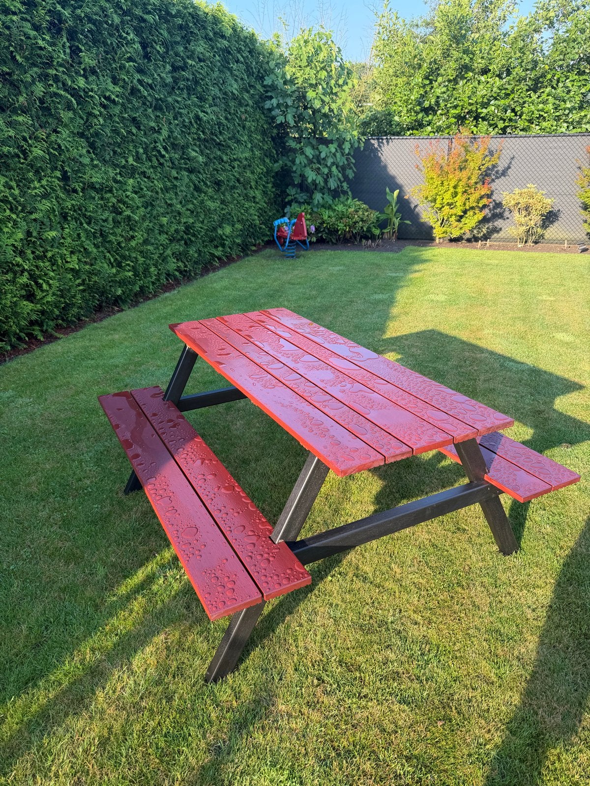 Handgemaakte hardhouten picknicktafel, Tuin en Terras, Picknicktafels, Nieuw, Rechthoekig, Hout, Ophalen