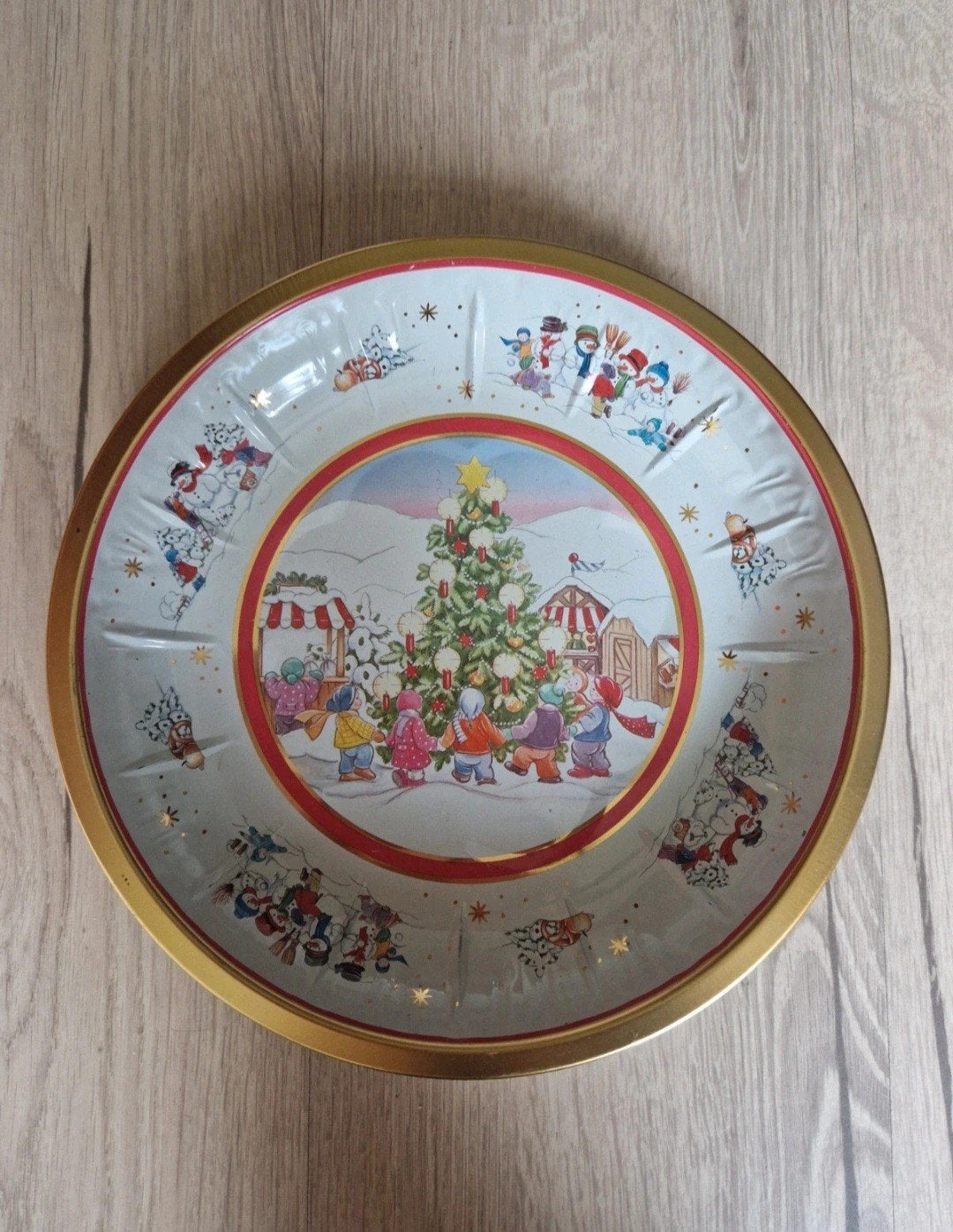 Vintage Schaal Blik Kerst, Ophalen of Verzenden