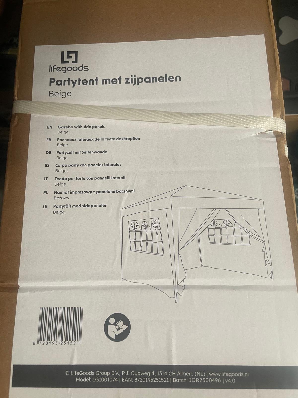 Nieuwe Partytent met zijpanelen - Beige, Ophalen, Partytent, Minder dan 4 meter, Nieuw