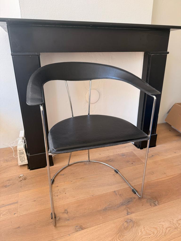 2 Arrben 'Ursula' design stoelen - Jaren '80, Huis en Inrichting, Stoelen, Ophalen, Twee, Zwart, Leer