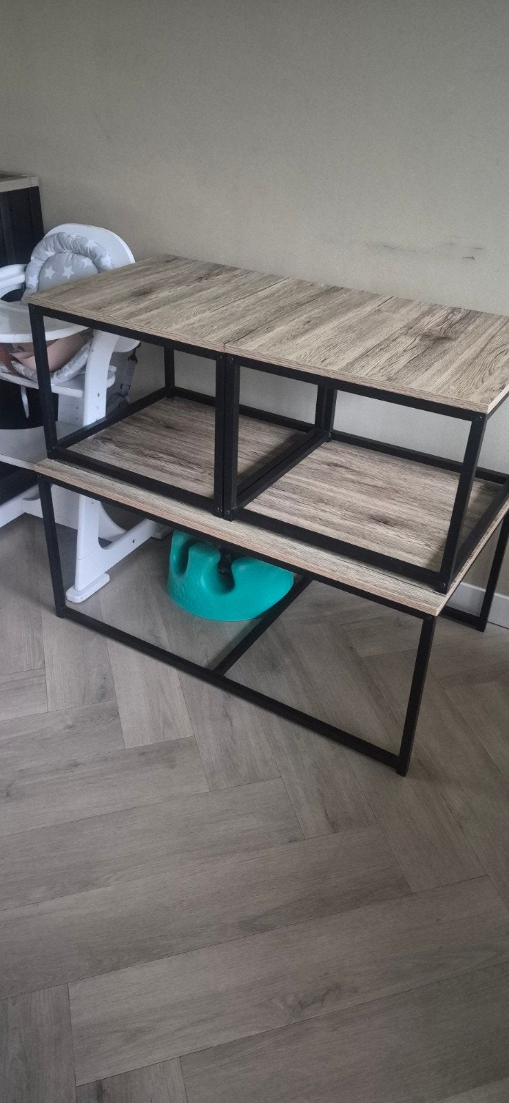 Set van 2 industriële salontafels/bijzettafels, Minder dan 45 cm, Ophalen of Verzenden, Zo goed als nieuw, 75 cm of meer