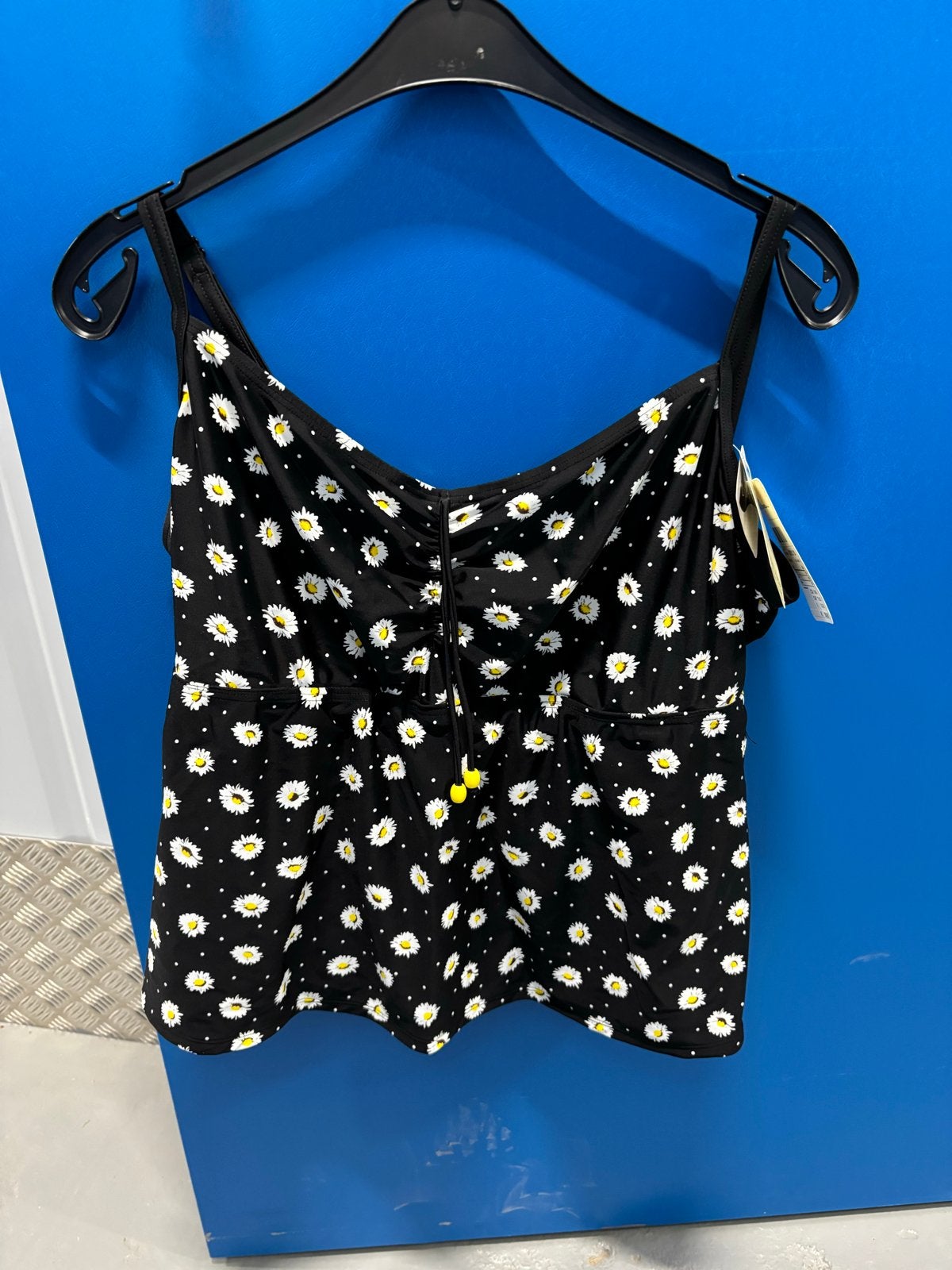 Ulla Popken Tankini Top Zwart met Madeliefjesprint nieuw M54, Ophalen of Verzenden, Nieuw, Zwart, Bikini